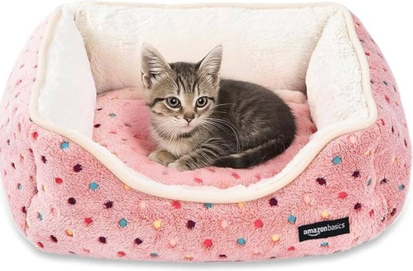 Basics Cuddler Pet Bed - Soft and Comforting - Small, Polka Dots
